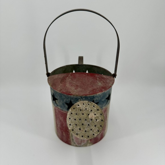 Patriotic Rustic Metal Watering Can - Stars & Stripes Decor - Picture 4 of 8